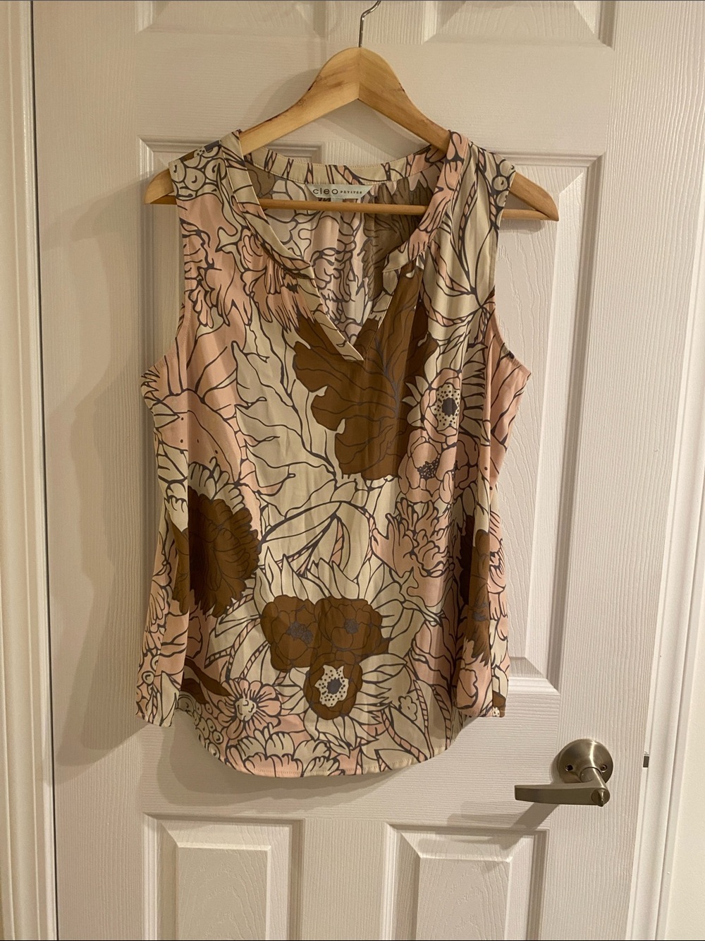 Women's Cleo Petites Floral Pastel Sleeveless Blouse Size Large